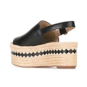 Black Dandy Leather Espadrilles Sandals Platforms